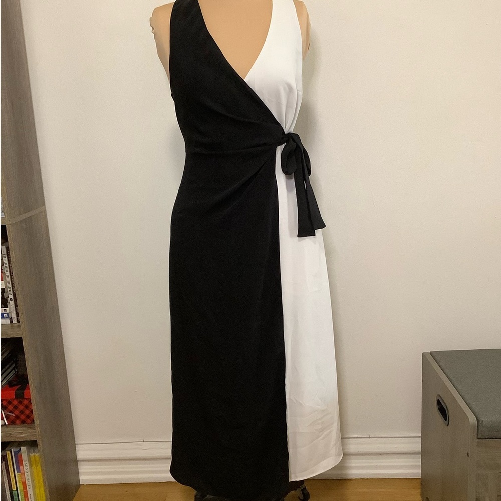 Mango Black and White Midi Dress